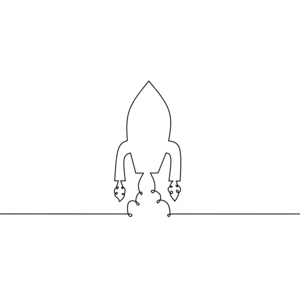 Непрерывный Рисунок Линии Ракеты Иконка Бизнеса Технологии Векторная Иллюстрация Искусство — стоковый вектор