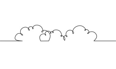 Gökyüzünde sürekli bulut çizimi, nesne bir çizgi, tek çizgi sanat, vektör illüstrasyonu