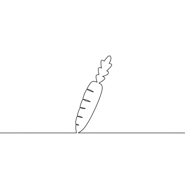 Непрерывный Рисунок Моркови Рисунок Овощных Каракулей Объект Одной Линии Рисунок — стоковый вектор