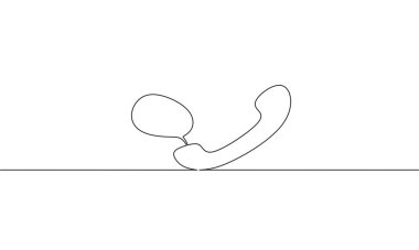 Kabarcık dili, iş iletişimi, bir satır nesne, tek satır sanat, vektör illüstrasyonlu telefon aralıksız çizimi