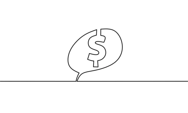 Desenho Linha Contínua Discurso Bolha Com Dólar Comunicação Negócios Objeto —  Vetores de Stock