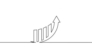Büyüme grafiği, iş büyümesi, nesne bir çizgi, tek çizgi sanat, vektör illüstrasyonu ile sürekli çizgi çizimi