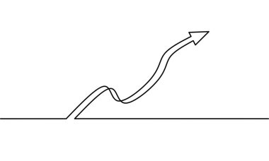 Aralıksız çizgi çizimi, iş büyümesi simgesi 3d, nesne bir çizgi, tek çizgi sanat, vektör illüstrasyonu