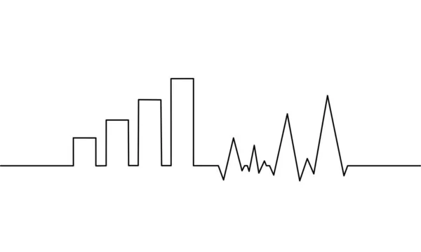 Ciągły Rysunek Linii Wykresu Wzrostu Wykres Słupkowy Ikona Doodle Wzrost — Wektor stockowy