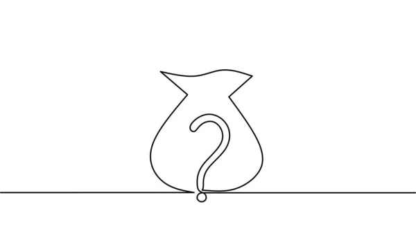 Continuous Line Drawing Money Bag Question Mark Business Growth Hand — Stock Vector