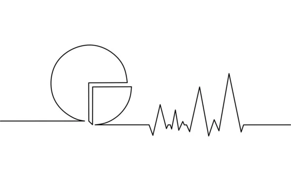 Ciągły Rysunek Linii Wykresu Wzrostu Wykresem Pie Ikona Diagramu Doodle — Wektor stockowy