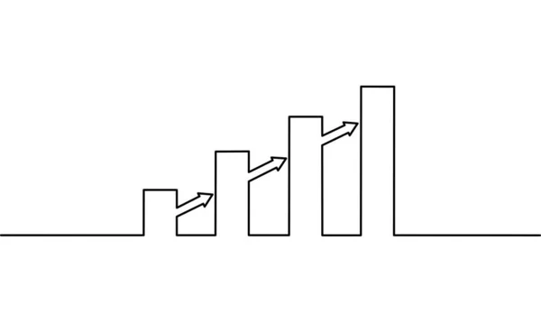 Continuous Line Drawing Growth Graph Arrow Bar Chart Doodle Icon — Stock Vector