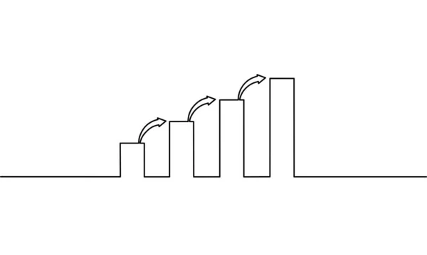 Dibujo Continuo Línea Del Gráfico Crecimiento Con Flecha Crecimiento Del — Archivo Imágenes Vectoriales