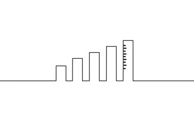 Cetvel, iş büyümesi, nesne bir çizgi, tek çizgi sanat, vektör illüstrasyonu ile sürekli çizgi çizimi