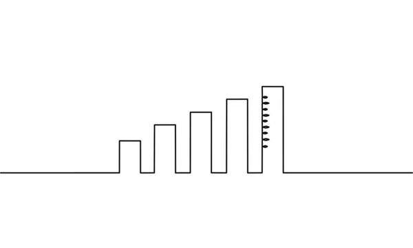 Dessin Linéaire Continu Graphique Croissance Avec Règle Croissance Entreprise Objet — Image vectorielle