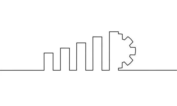 Непрерывный Рисунок Линии Графика Роста Передачей Рост Бизнеса Иконка Каракулей — стоковый вектор
