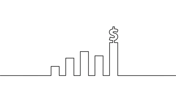 Desenho Linha Contínua Dólar Com Gráfico Crescimento Ícone Crescimento Negócios —  Vetores de Stock