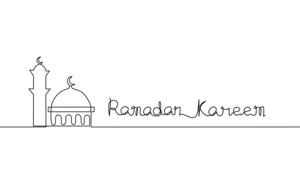 Ramazan Kareem Kaligrafi Slami Dekorasyon Tek Çizgi Tek Çizgi Sanat — Stok Vektör