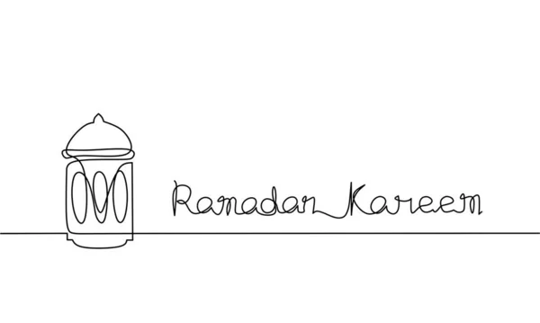 Sürekli Fener Çizimi Ramazan Kareem Slami Dekorasyon Nesne Bir Çizgi — Stok Vektör