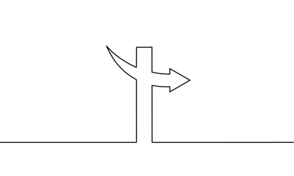 Continuous Line Drawing Road Direction Arrows Object One Line Single — Stok Vektör