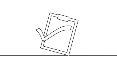 Panonun aralıksız çizimi, iş büyümesi, onay listesi simgesi, nesne bir çizgi, tek satır sanat, vektör illüstrasyonu