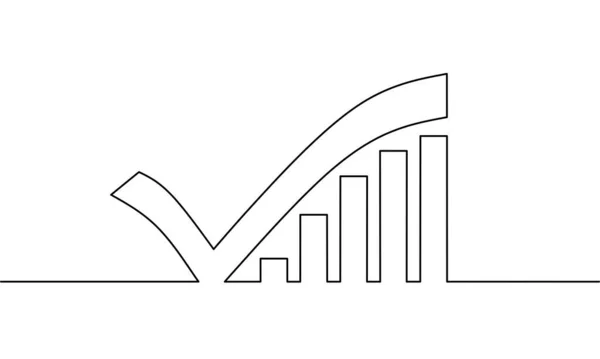 Непрерывное Рисование Линии Графика Роста Чеком График Роста Бизнеса Процесс — стоковый вектор