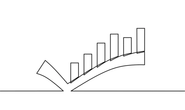 Dessin Ligne Continu Graphique Croissance Avec Cheklist Croissance Des Entreprises — Image vectorielle