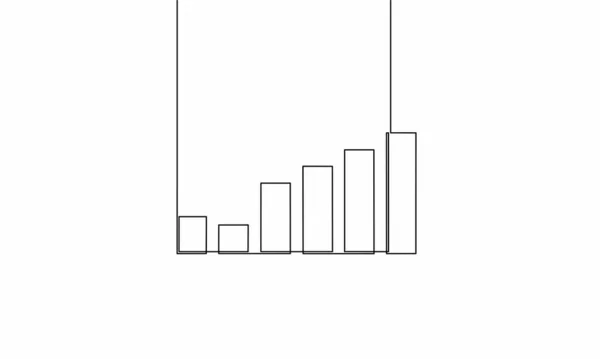 Continuous Line Drawing Graph Icon Business Growth Object One Line — Stock Vector