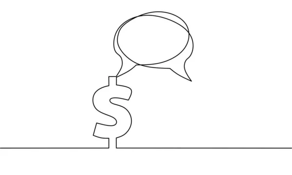 Continuous Line Drawing Dollar Bubble Speech Business Growth Object One — Stok Vektör