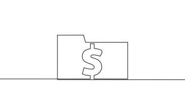 Dolar, iş büyümesi, nesne tek satır, tek satır sanat, vektör illüstrasyonu içeren dizinin sürekli çizimi