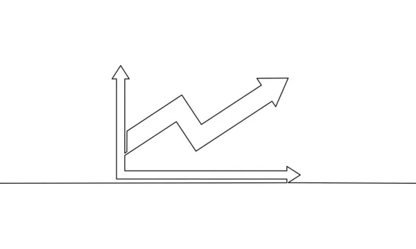 Dessin Ligne Continu Graphique Croissance Icône Flèche Vers Haut Croissance — Image vectorielle