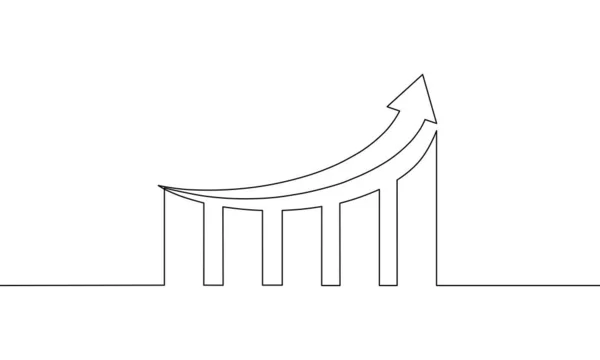 Desenho Linha Contínua Gráfico Com Seta Para Cima Gráfico Crescimento —  Vetores de Stock