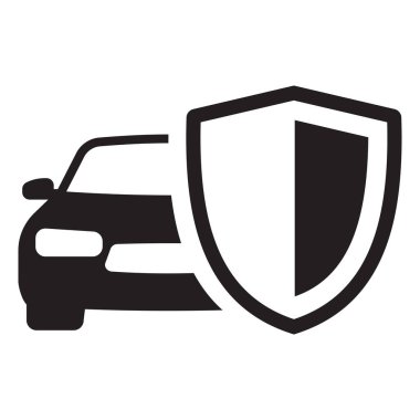 Araba ve araç sigortası. Beyaz arkaplanda basit simge izole edildi.