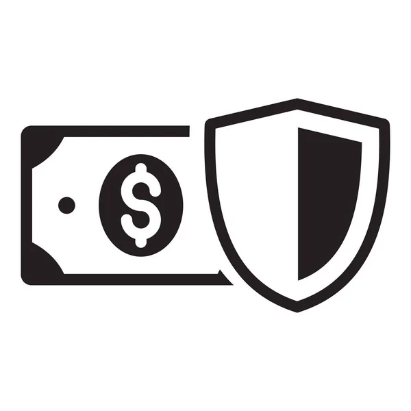 Icono Seguro Dinero Finanzas Estilo Simple Aislado Sobre Fondo Blanco — Vector de stock