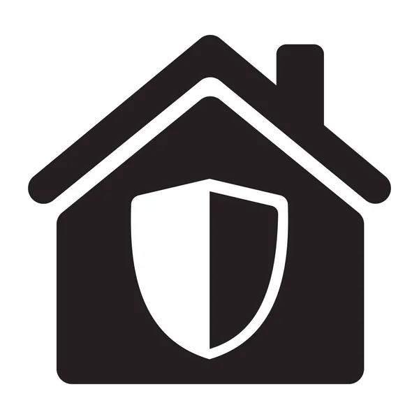 Ikona Ubezpieczenia Nieruchomości Domu Prostym Stylu Izolowane Białym Tle — Wektor stockowy