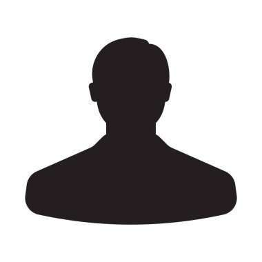 Bir insanın, bir adamın ve bir kullanıcının siluetleri. Beyaz arkaplanda basit simge izole edildi