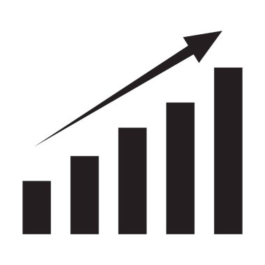 Beyaz arkaplanda yukarı doğru ok ile büyüyen grafik simgesi izole edildi