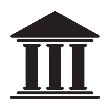 Banka ya da saray binası ikonu. Beyaz arkaplanda basit bir şekilde izole edilmiş simge