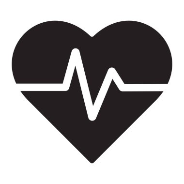 Beyaz arkaplanda kalp atışı ve kardiyogram simgesi sade bir şekilde izole edildi.