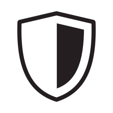 Beyaz arkaplanda basit bir şekilde sigorta ve koruma sembolü olarak kalkan simgesi izole edildi.