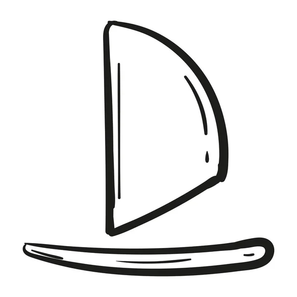 手绘划艇或冲浪图标的涂鸦风格隔离 — 图库矢量图片