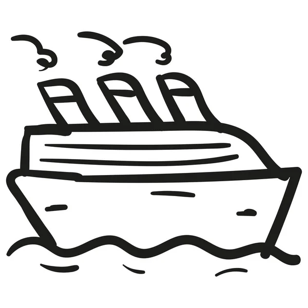 Hand Drawn Cruise Ship Icon Doodle Style Isolated — Stock Vector