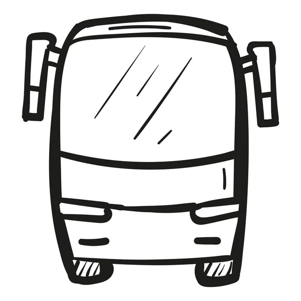 Icono Autobús Turístico Dibujado Mano Estilo Doodle Aislado — Vector de stock