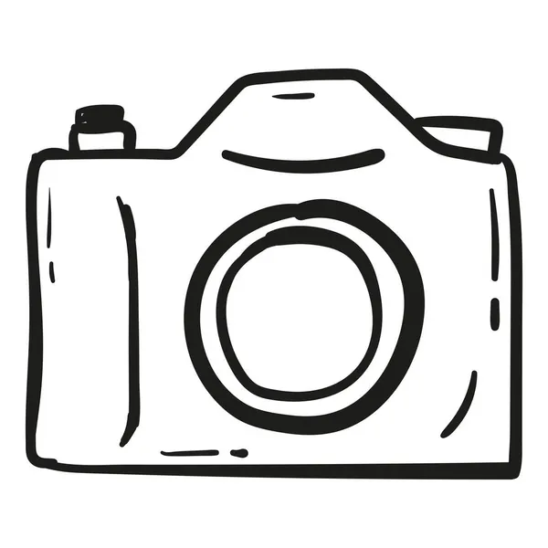Hand Drawn Camera Icon Doodle Style Isolated — Stock Vector