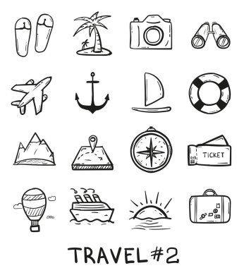 Karalama tarzında el çizimi tur ikonu izole