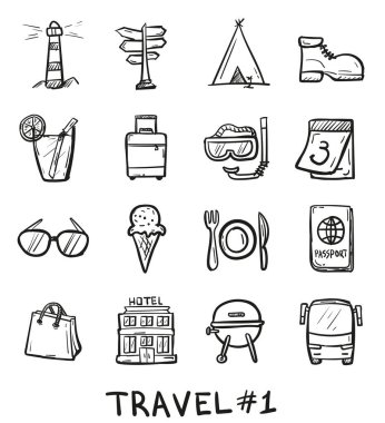 El çizimi Seyahat Simgesi karalama biçiminde izole.