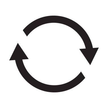 Yazılım güncellemelerinin sembolü olarak dairesel oklar. Beyaz arkaplanda basit simge izole edildi