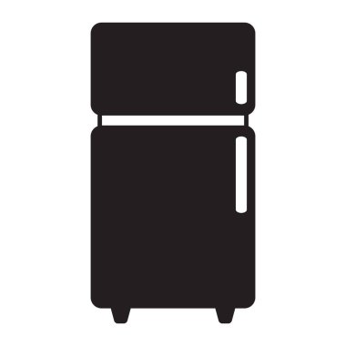 Buzdolabı ve yiyecek depolama simgesi beyaz arkaplanda basit bir şekilde