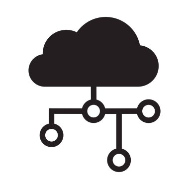 Beyaz arkaplanda bulut depolama ve yönetim simgesi