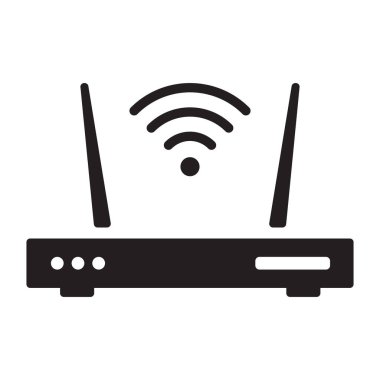 Beyaz arkaplanda basit bir şekilde Wi-Fi yönlendirici ya da uzaktan kontrol simgesi