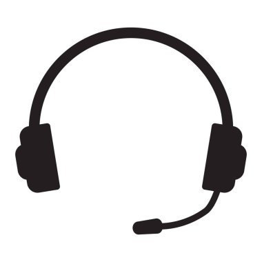 Beyaz arkaplanda basit bir şekilde kulaklık veya destek simgesi