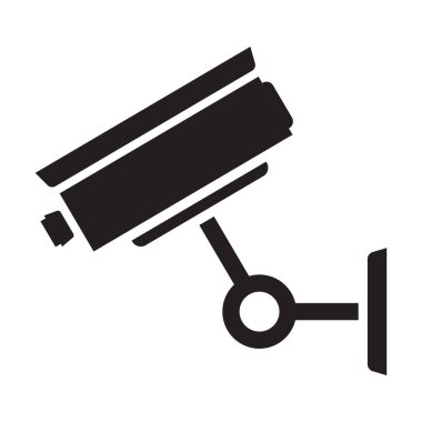 Beyaz arkaplanda güvenlik ve video izleme sistemi simgesi