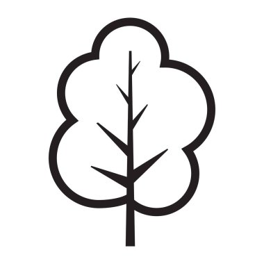 Beyaz arkaplanda basit biçimli orman ağacı simgesi.
