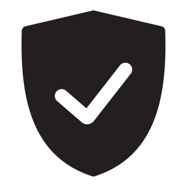 Beyaz arkaplanda işaretleme simgesine sahip kalkan