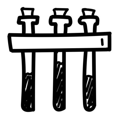 Karalama stilinde el çizimi kimyasal mataralar simgesi izole